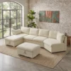 Lurvex L-Shape Sectional Pull-Out Sofa Bed – Cream