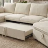 Lurvex L-Shape Sectional Pull-Out Sofa Bed – Cream