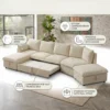 Lurvex L-Shape Sectional Pull-Out Sofa Bed – Cream