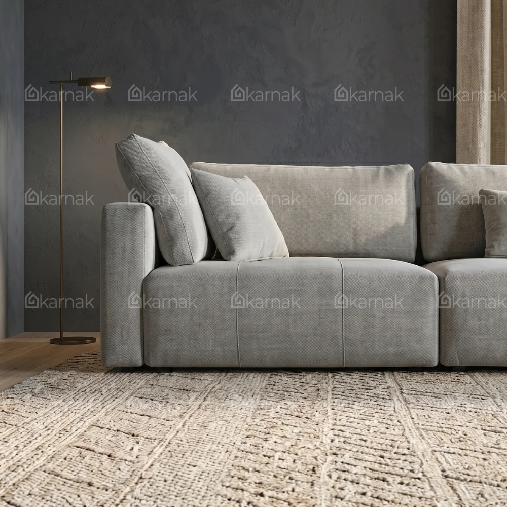 Lurvona L-Shape Sofa + Ottoman – Cream