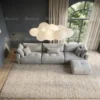 Lurvona L-Shape Sofa + Ottoman – Cream