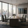 Mid-Century Modern Meeting Table  – Oak + Khaki