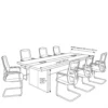 Mid-Century Modern Meeting Table  – Oak + Khaki