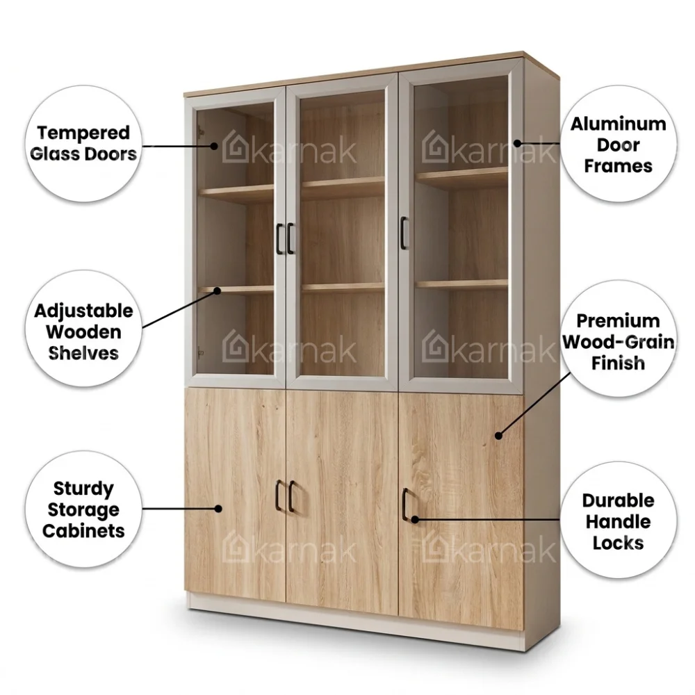 Mimi Book Cabinet – Oak + Khaki
