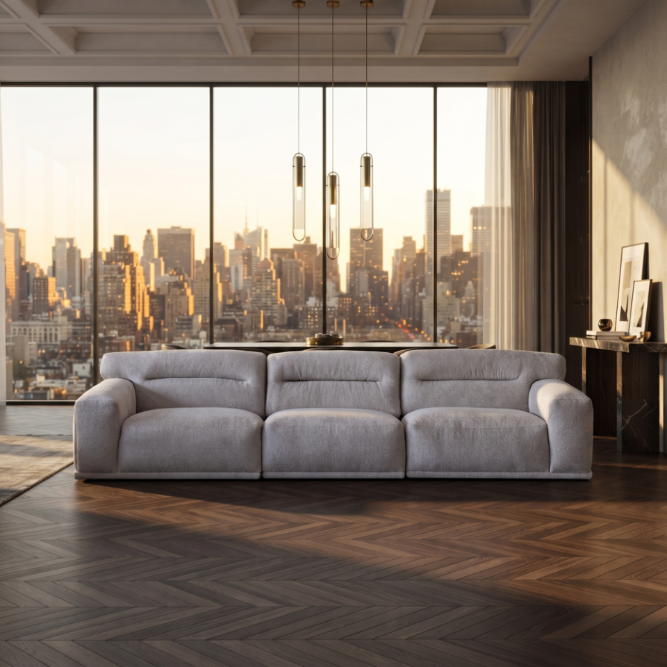 Morvique Modern 3-Seater Sofa – Brown…