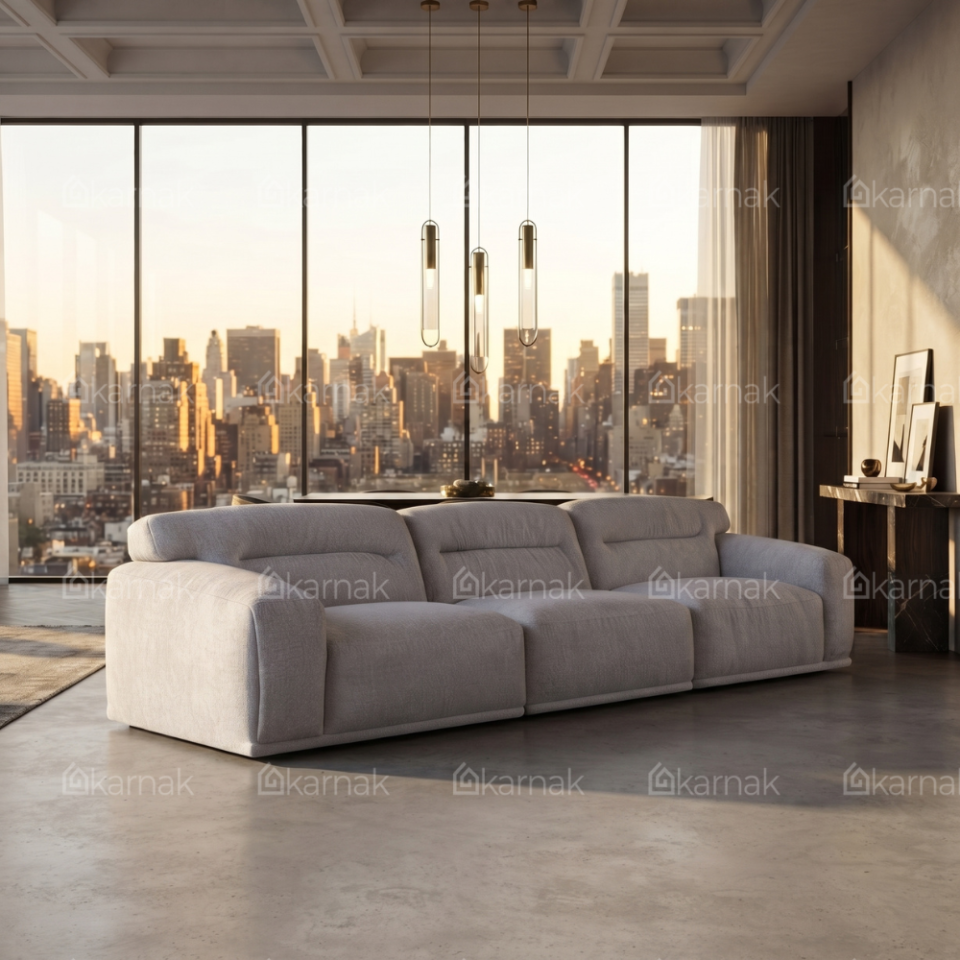 Morvique Modern 3-Seater Sofa – Brown…