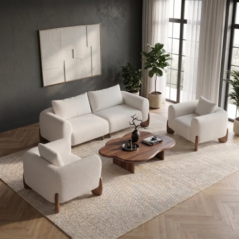 Norquza Sofa Set – 2+1+1 Seater – White…
