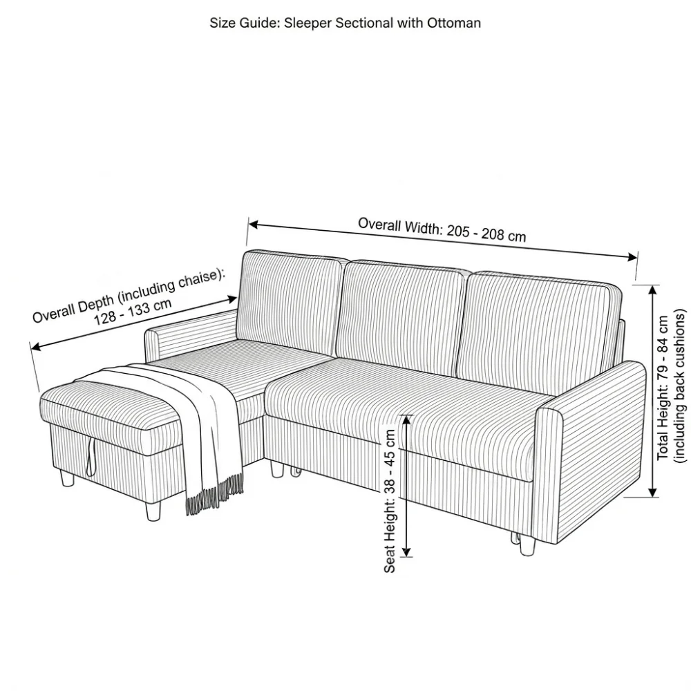 Novent 3-Seater Upholstered Sofa Bed – Black
