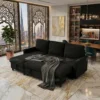 Novent 3-Seater Upholstered Sofa Bed – Black