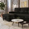 Novent 3-Seater Upholstered Sofa Bed – Black