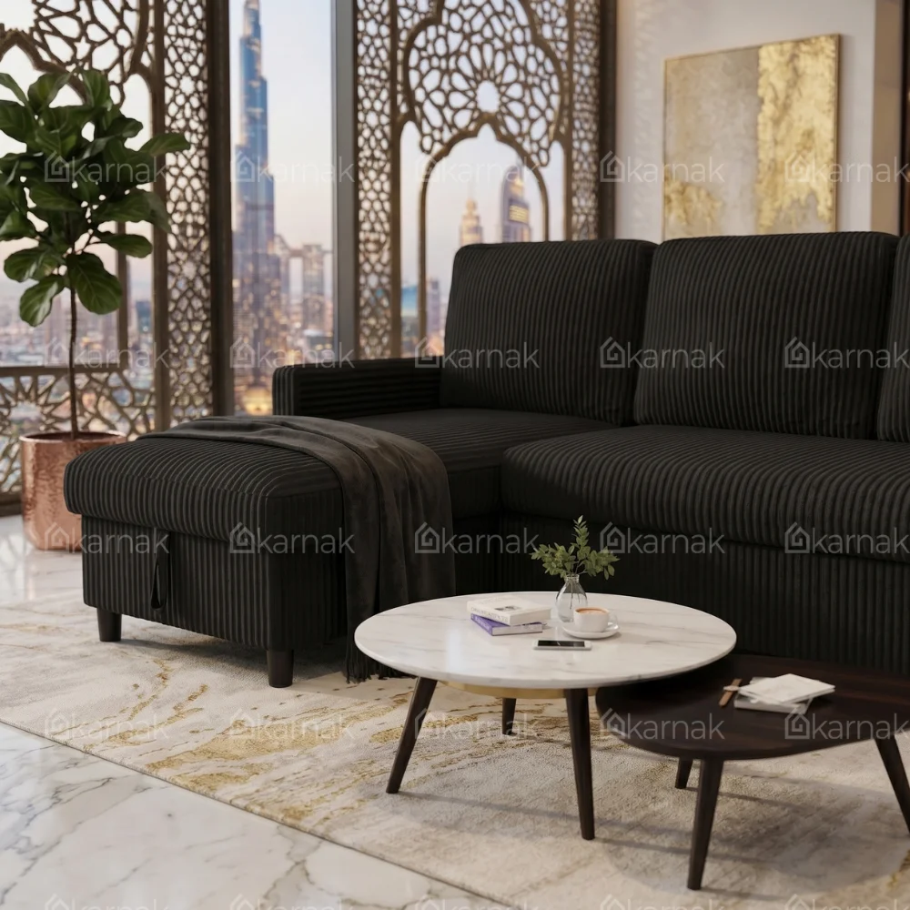Novent 3-Seater Upholstered Sofa Bed – Black