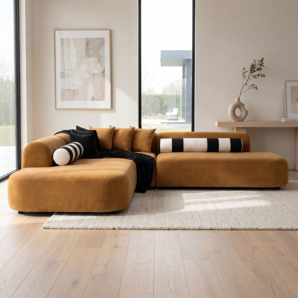 Novique L-Shape Sofa -Brown