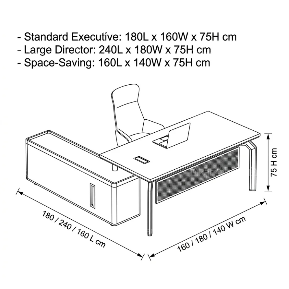 Otis L Shape Manager Office Table 1.6 – Light Oak