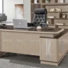 Ramil L Shape Office Desk 1.8 Oak + Khaki