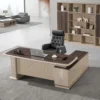 Ramil L Shape Office Desk 1.8 Oak + Khaki