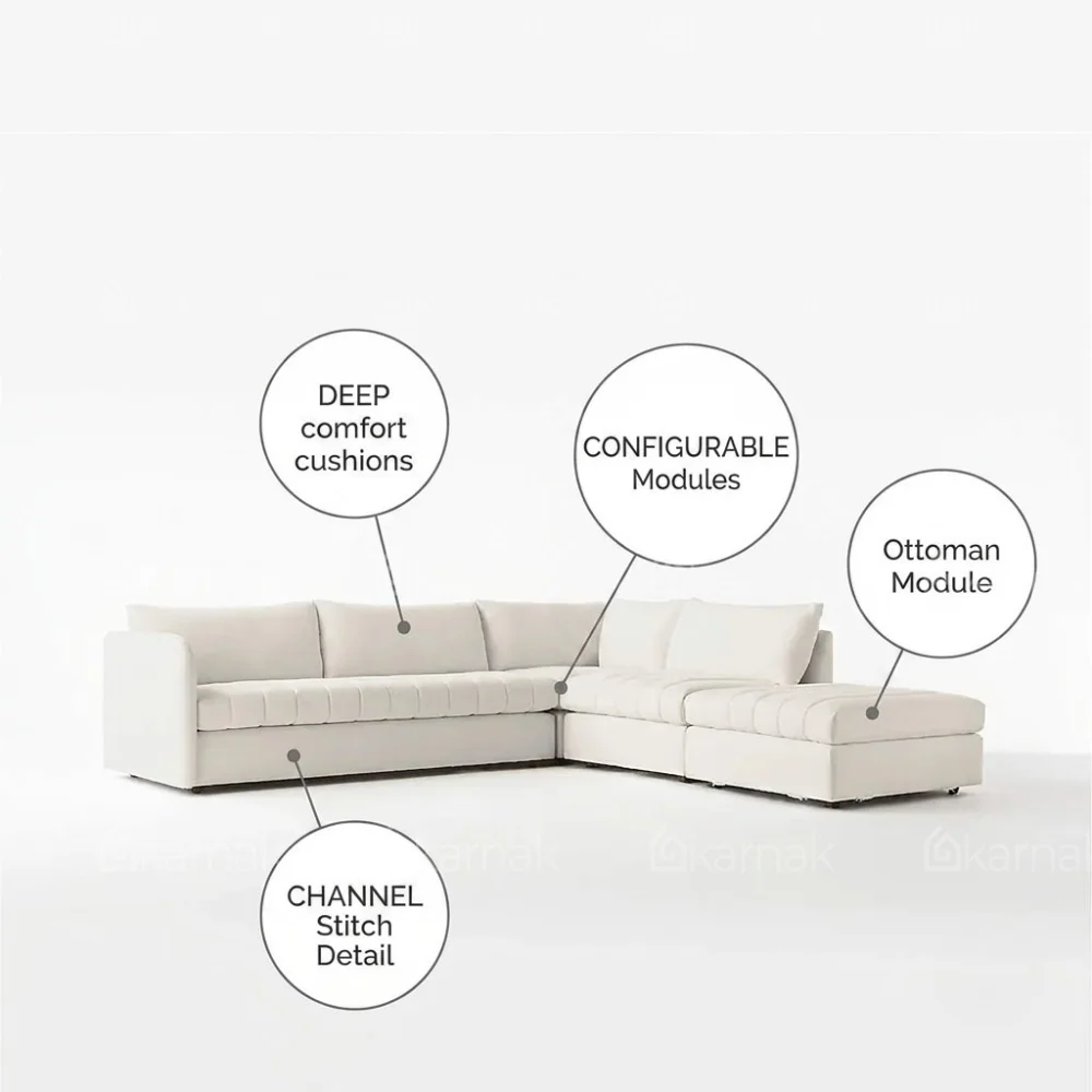 Rovessa L-Shape Sofa – Off White