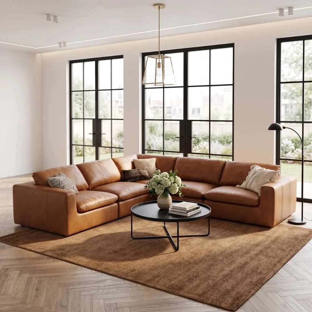 Sectovia L-Shape Sectional Sofa – Brown