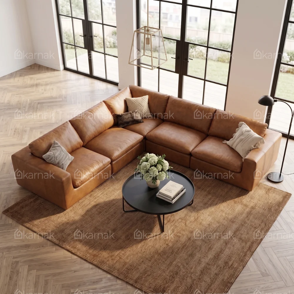 Sectovia L-Shape Sectional Sofa – Brown