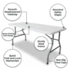 Skubb Rectangular Folding Table – White