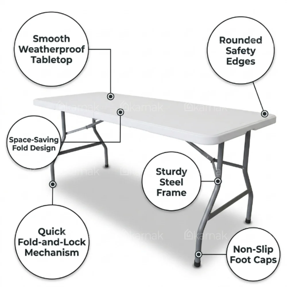 Skubb Rectangular Folding Table – White