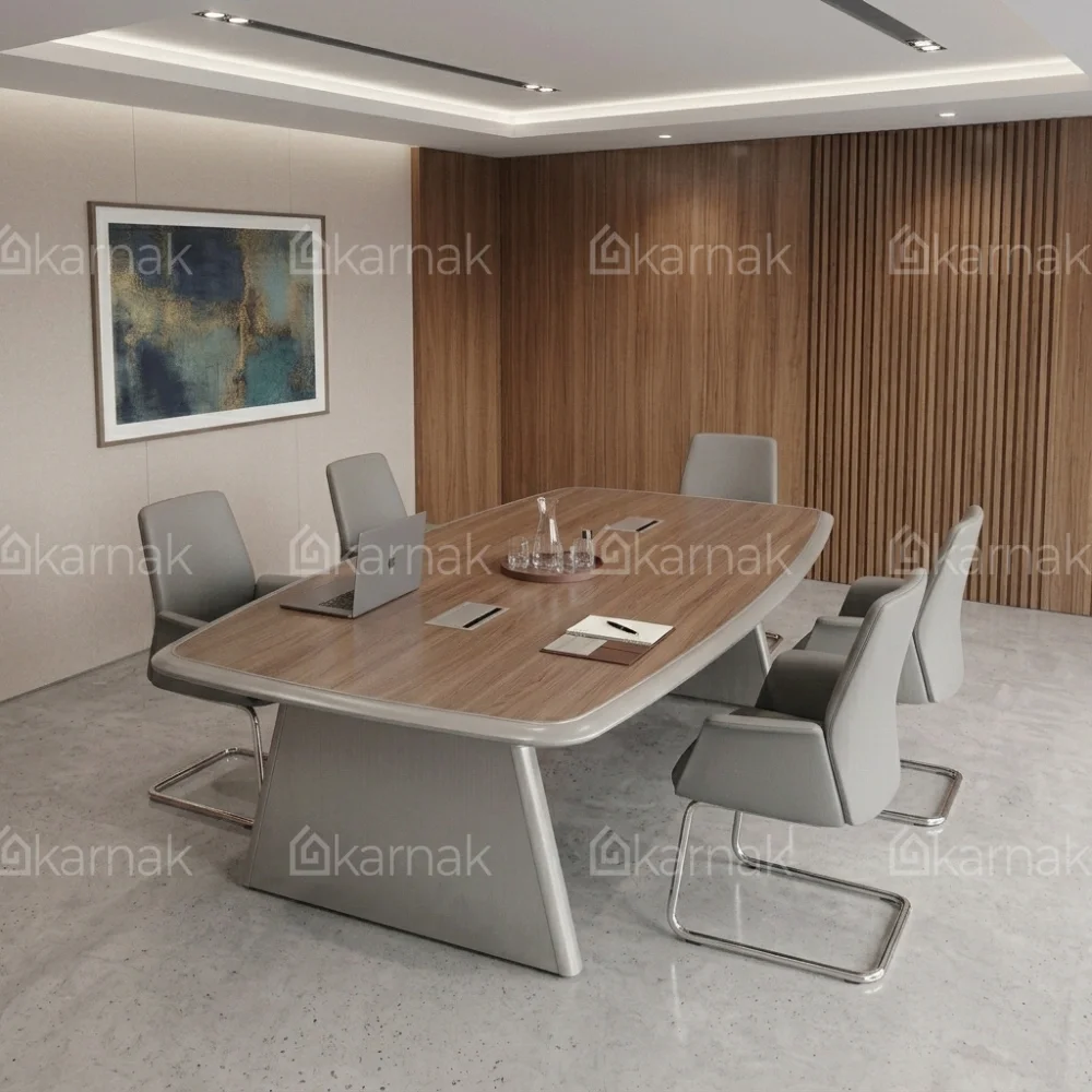 Strear Modern Meeting Table – Oak + Khaki