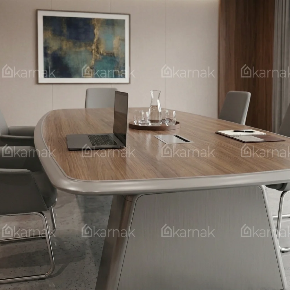 Strear Modern Meeting Table – Oak + Khaki