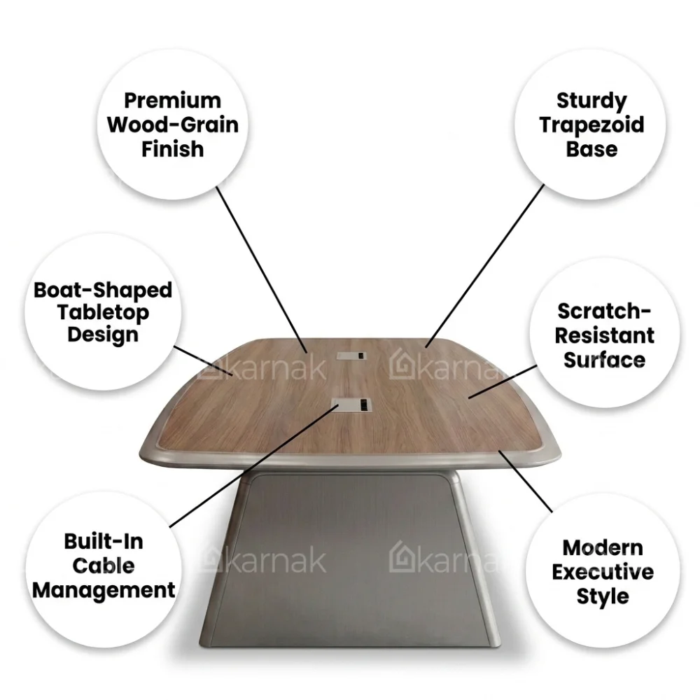 Strear Modern Meeting Table – Oak + Khaki