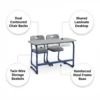 Trotten Study Desk with Two Chairs and One Table – Blue