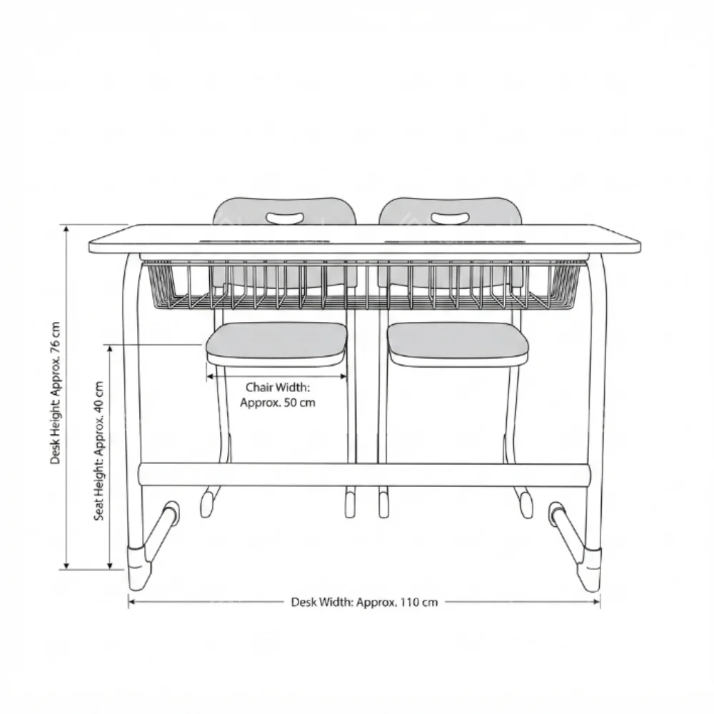 Trotten Study Desk with Two Chairs and One Table – Blue