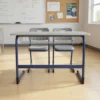 Trotten Study Desk with Two Chairs and One Table – Blue