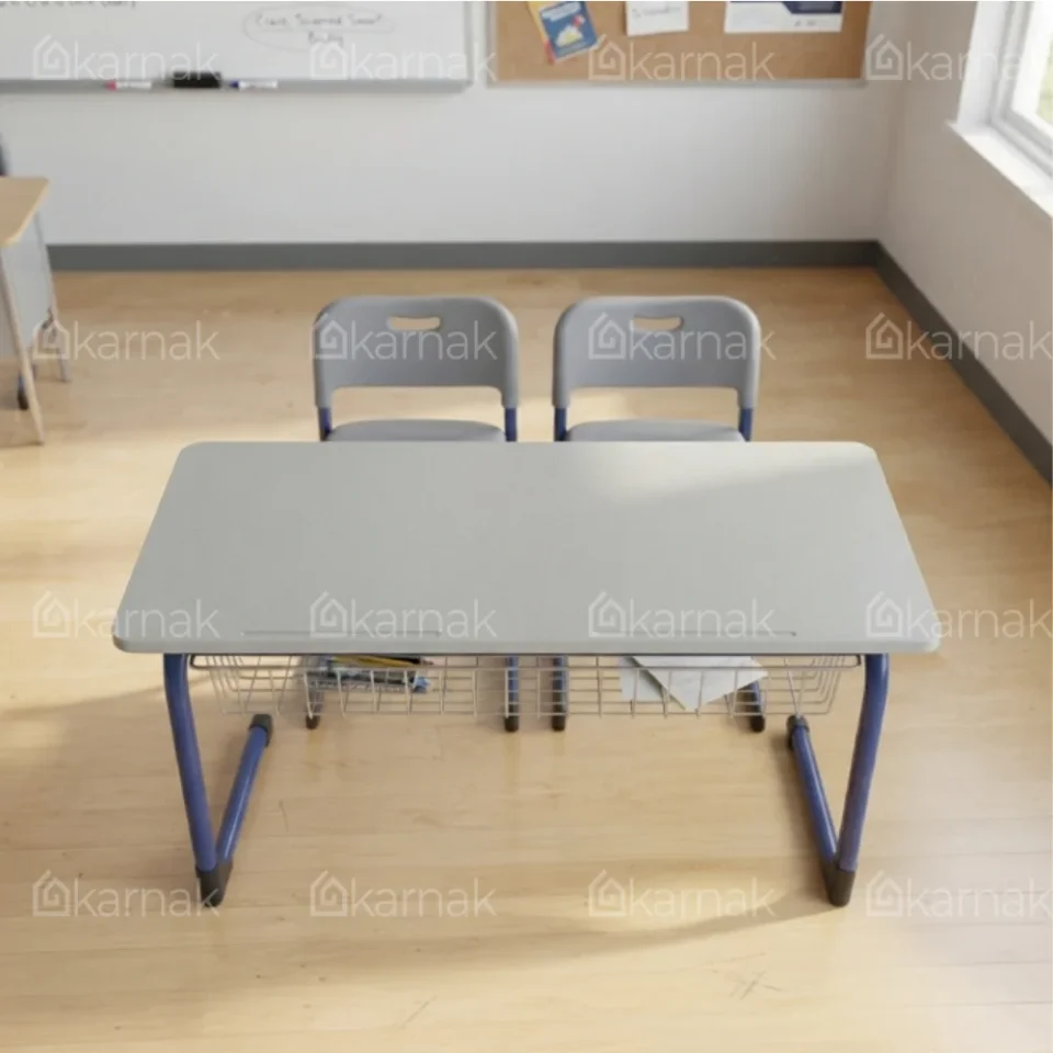 Trotten Study Desk with Two Chairs and One Table – Blue…