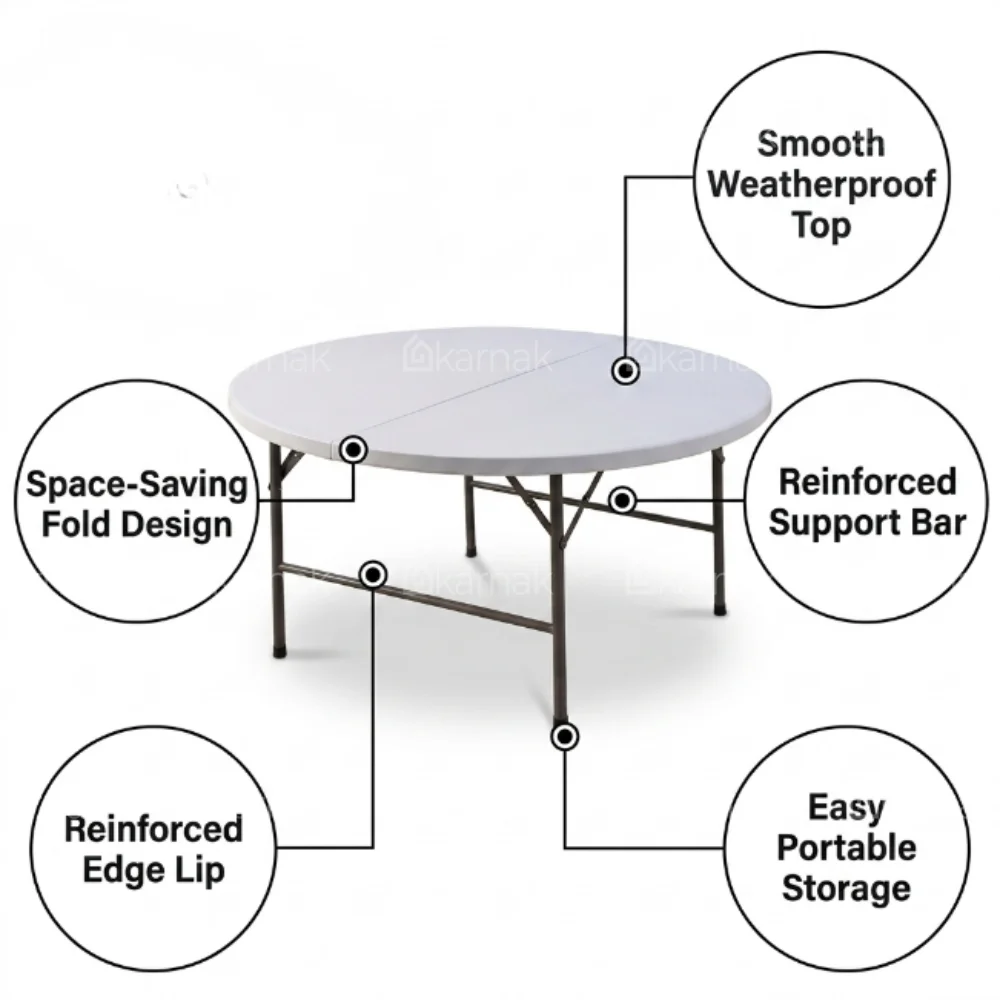 Turkish Round Folding Table – White