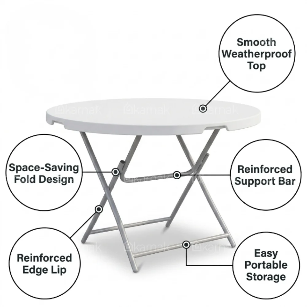 Turkish Round Folding Table – White