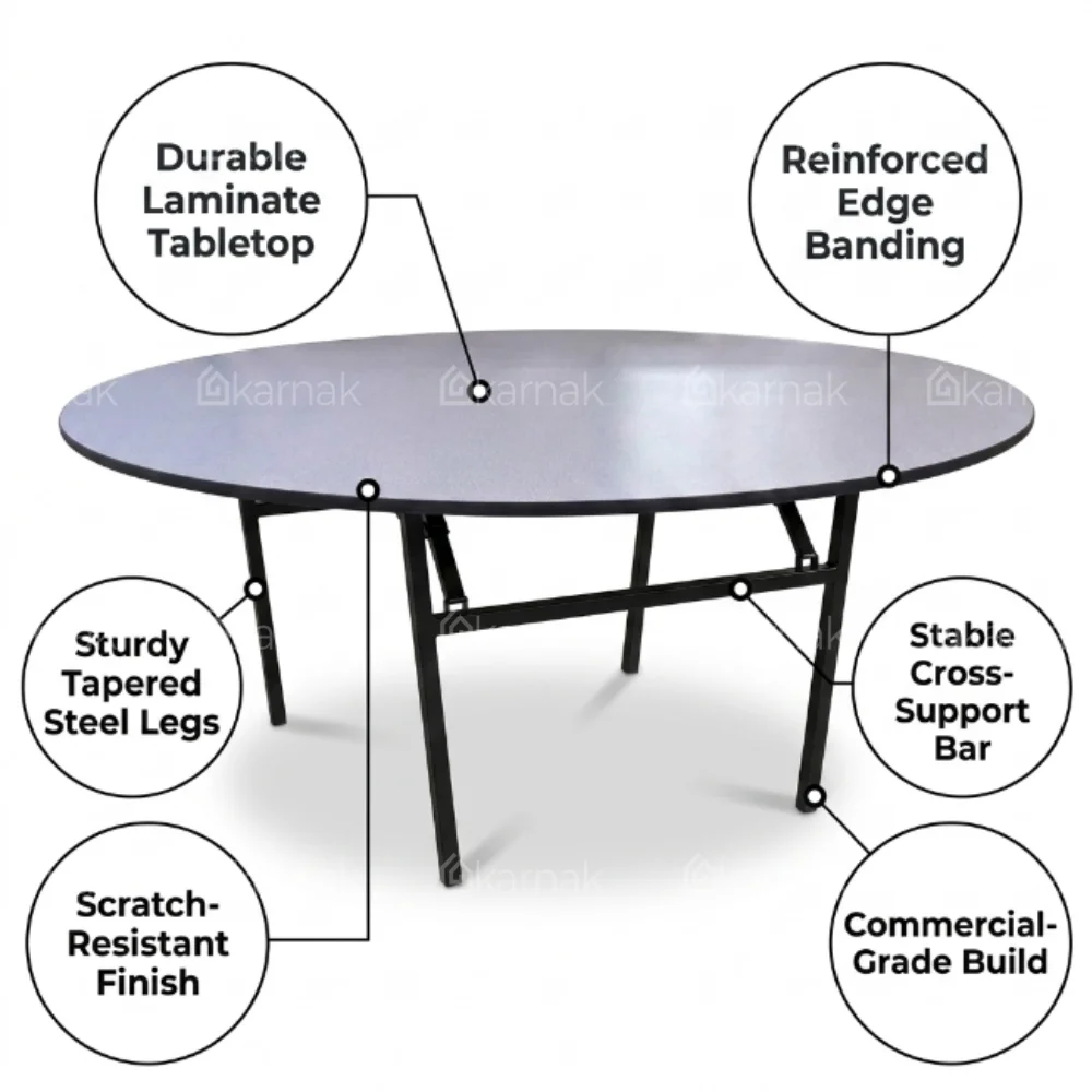Turkish Wooden Round Folding Table – White