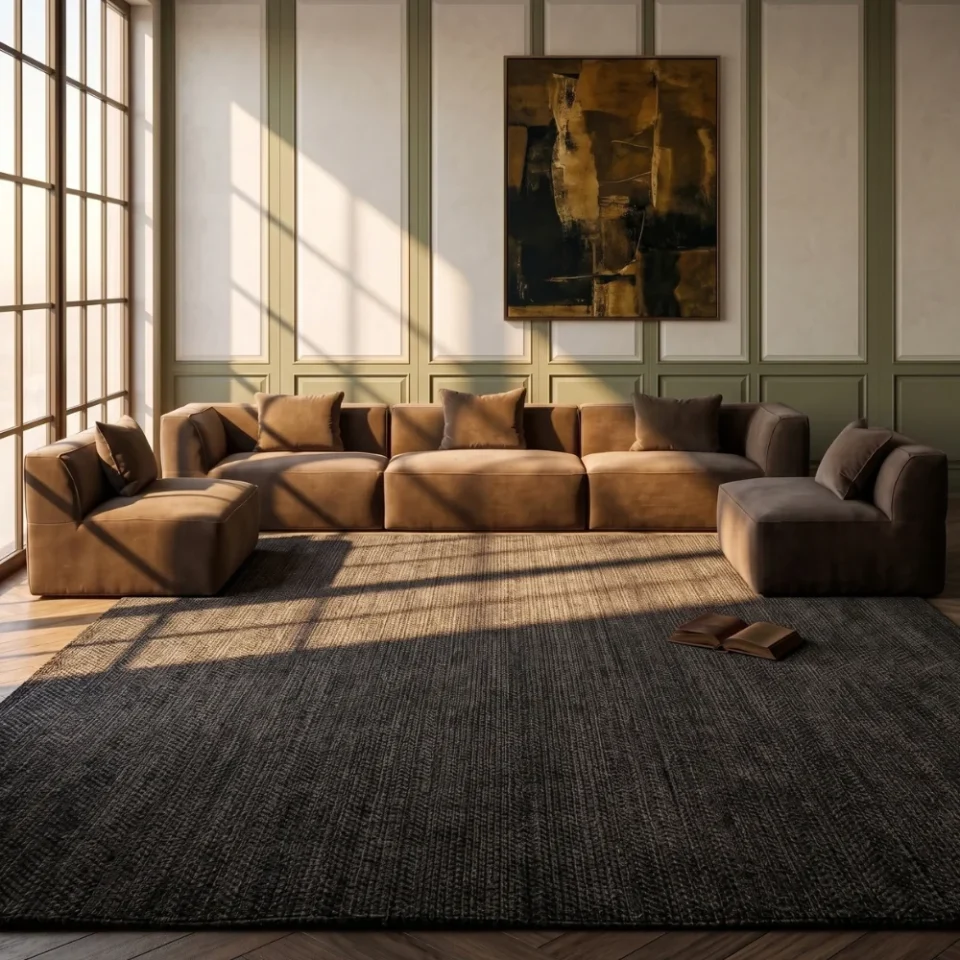 Velnaro 5-Seater Velvet Sofa – Brown