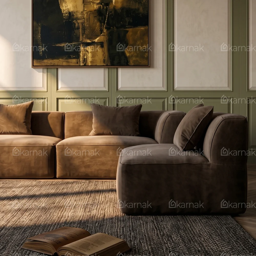 Velnaro 5-Seater Velvet Sofa – Brown
