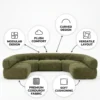 Velnora 5-Seater Curved Sofa – Olive