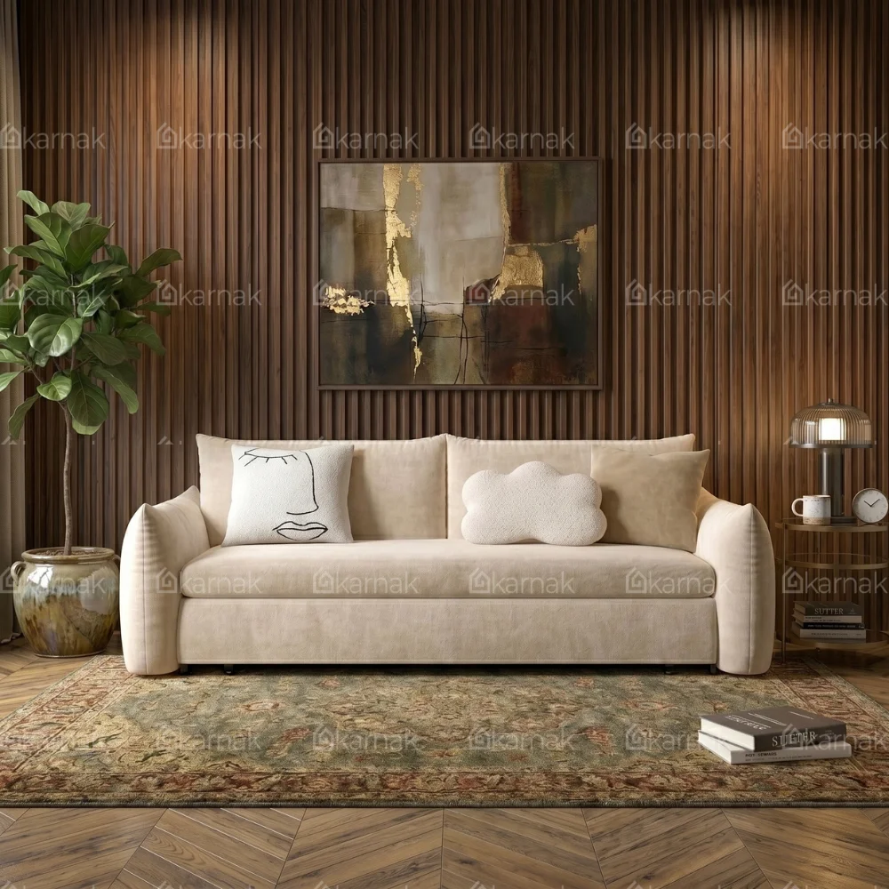 Zerimo Shape Sofa Bed With Storage – Beige