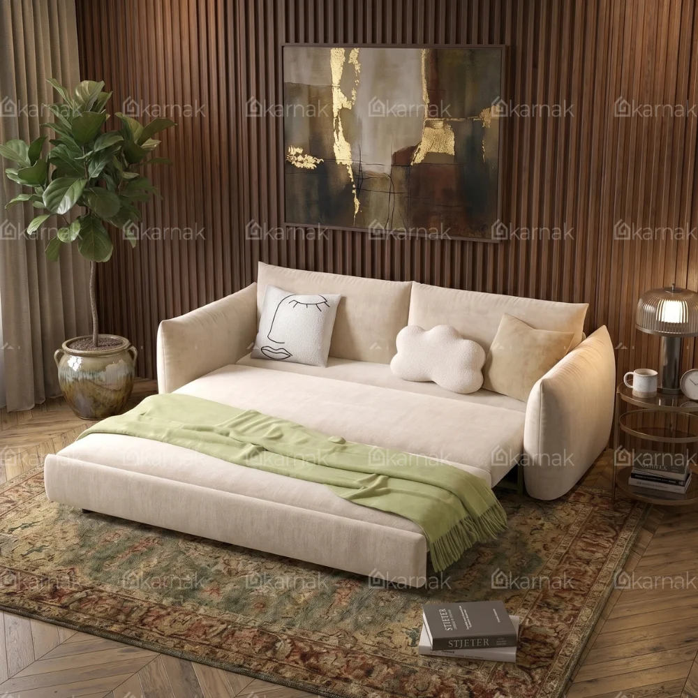 Zerimo Shape Sofa Bed With Storage – Beige