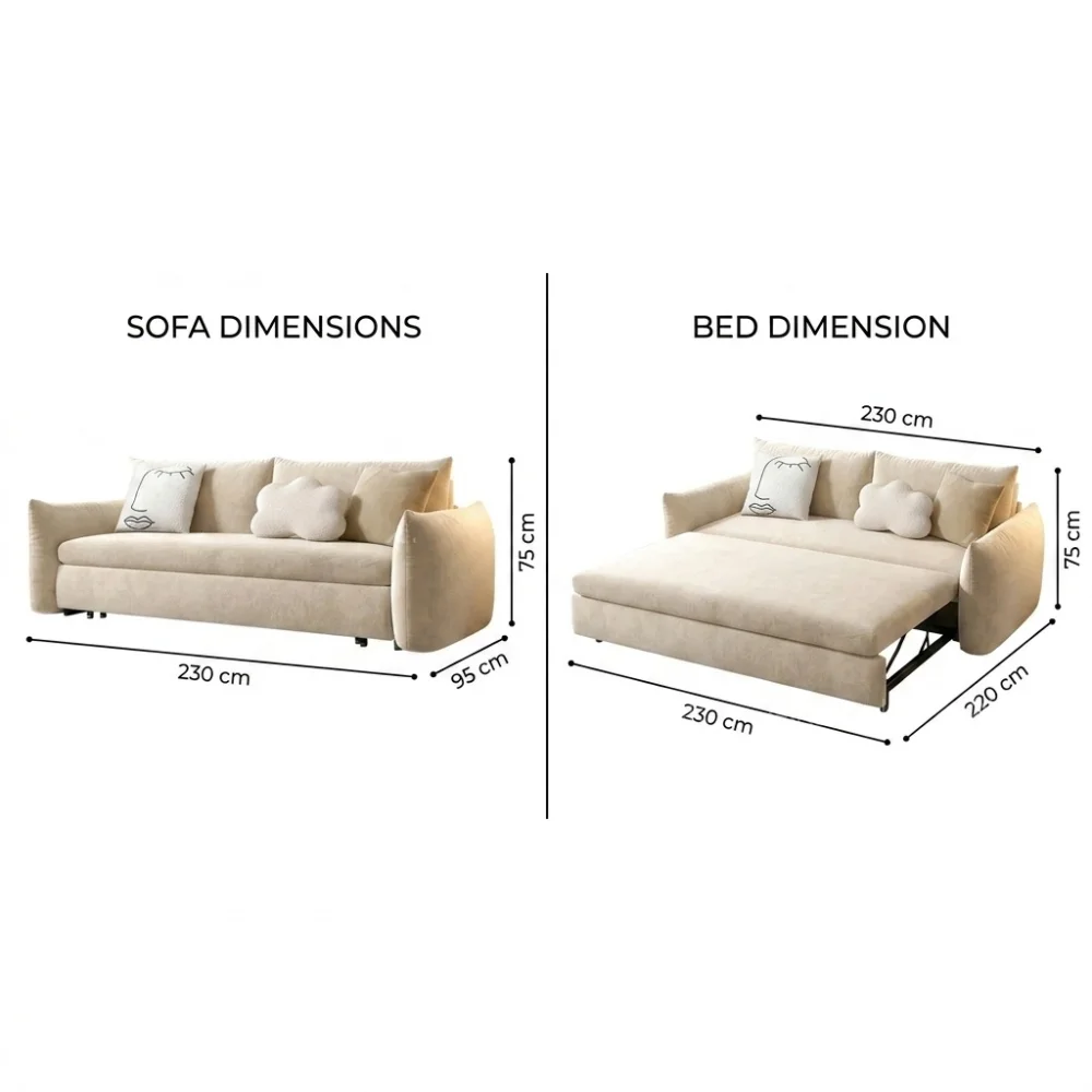 Zerimo Shape Sofa Bed With Storage – Beige