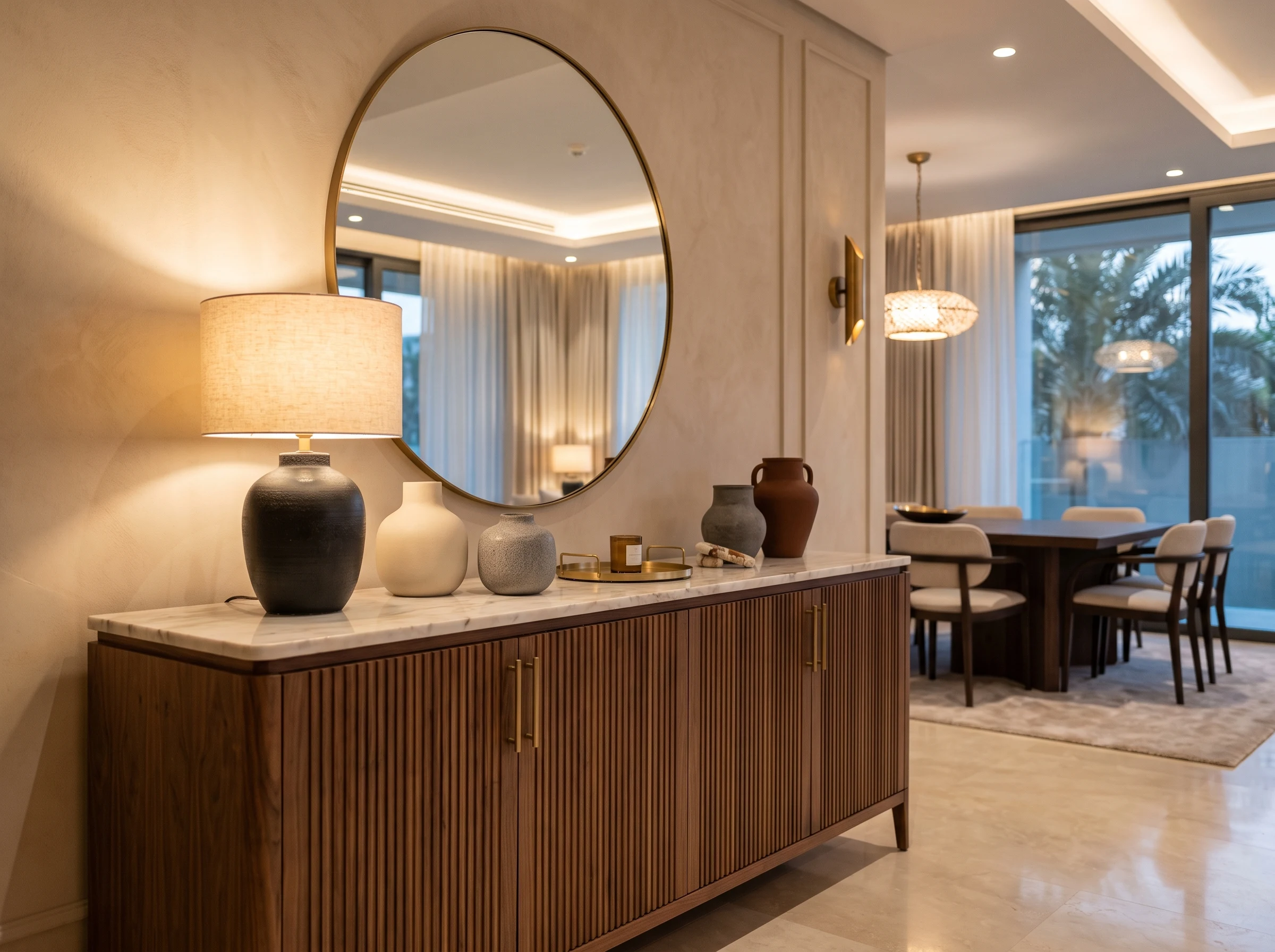 Custom sideboard cabinet with smart storage for a modern UAE dining room