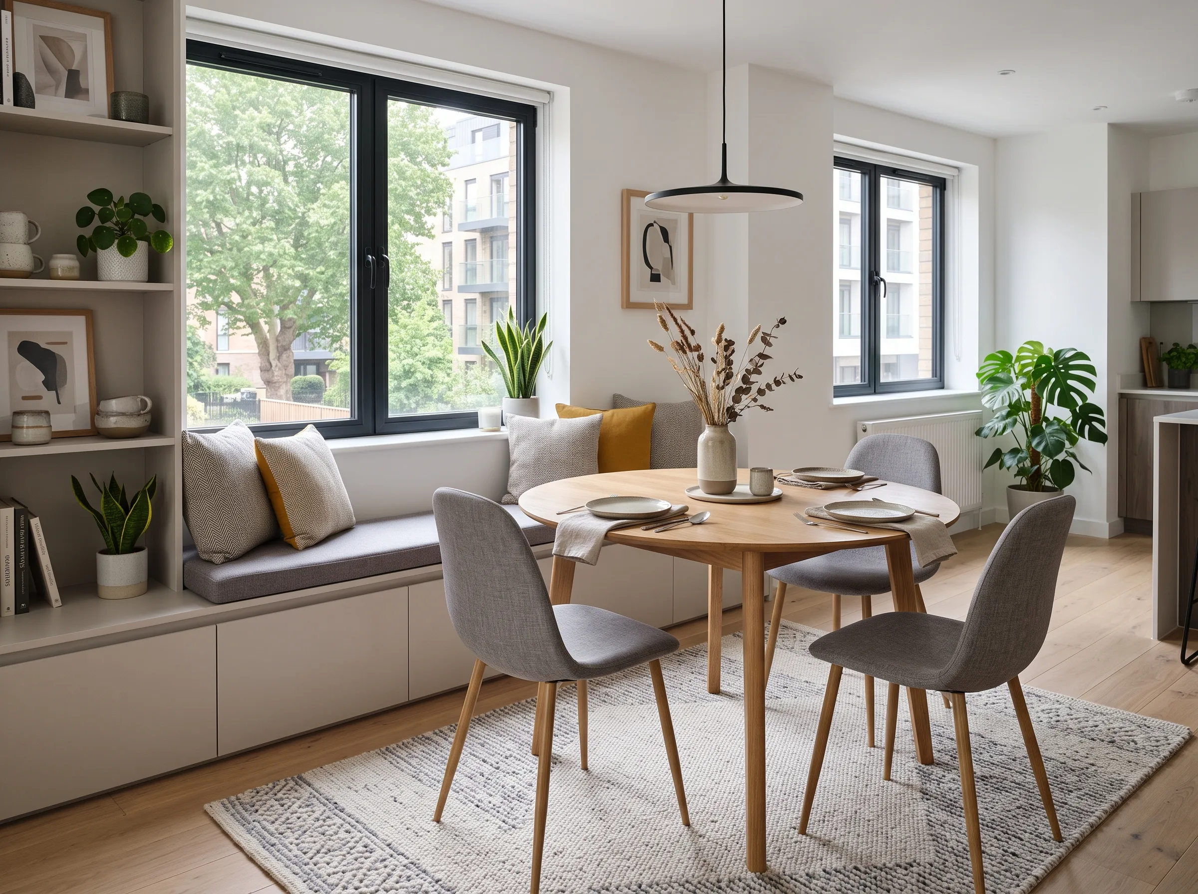 Multifunctional dining furniture with storage for small UAE apartments