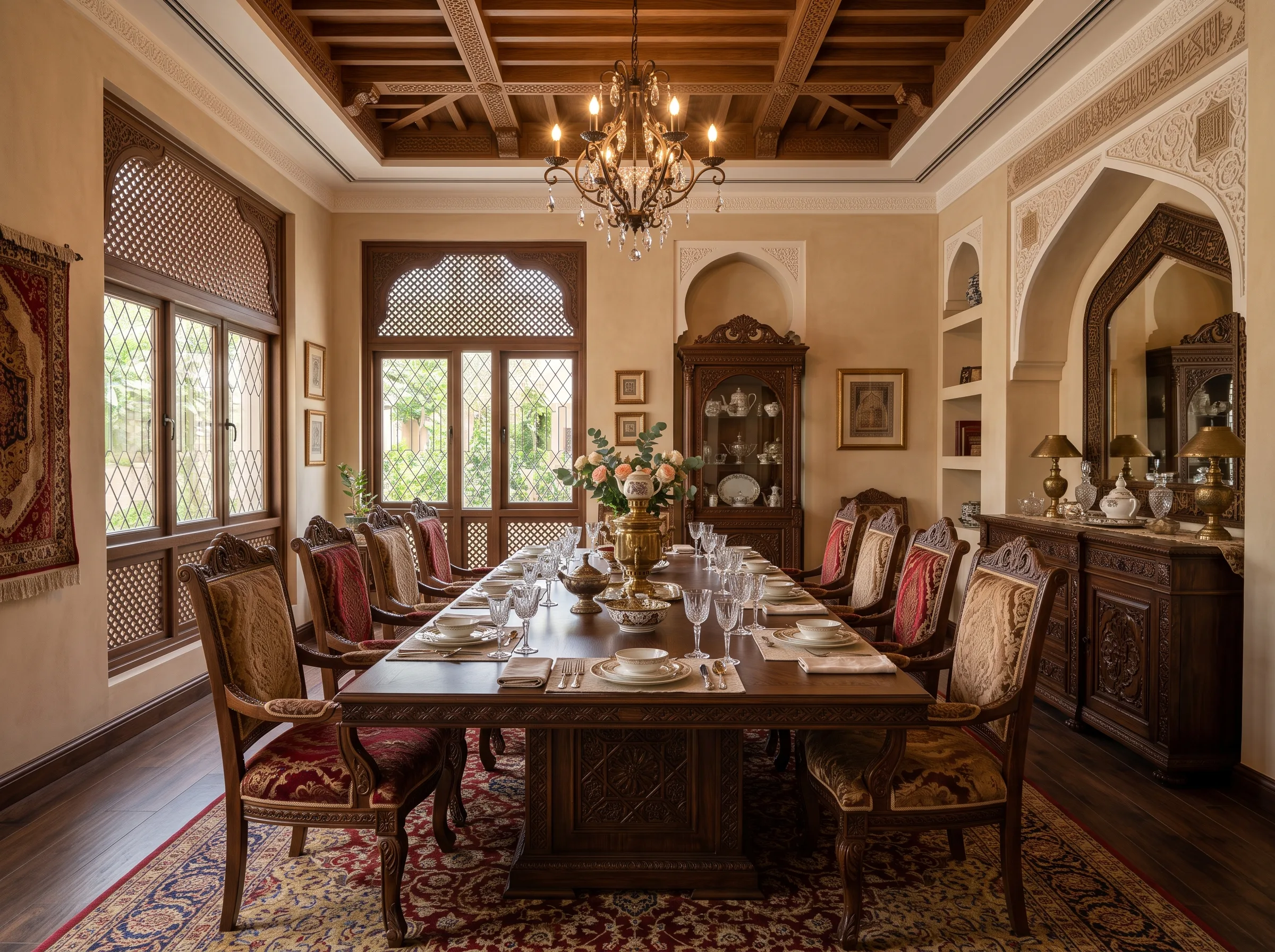Traditional dining room furniture for majlis style homes in the UAE.
