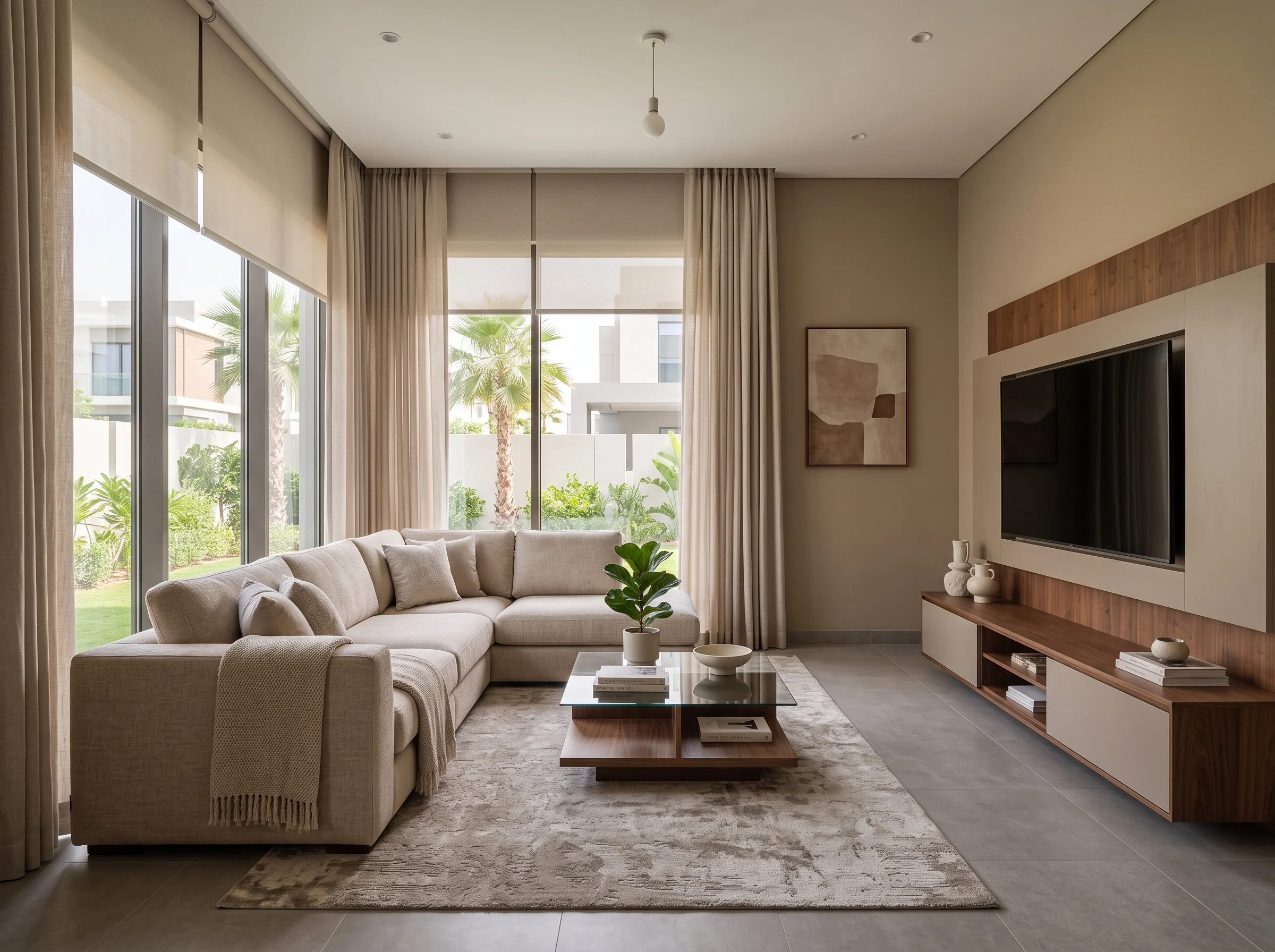 Custom L shape sofa designed for a Dubai living room