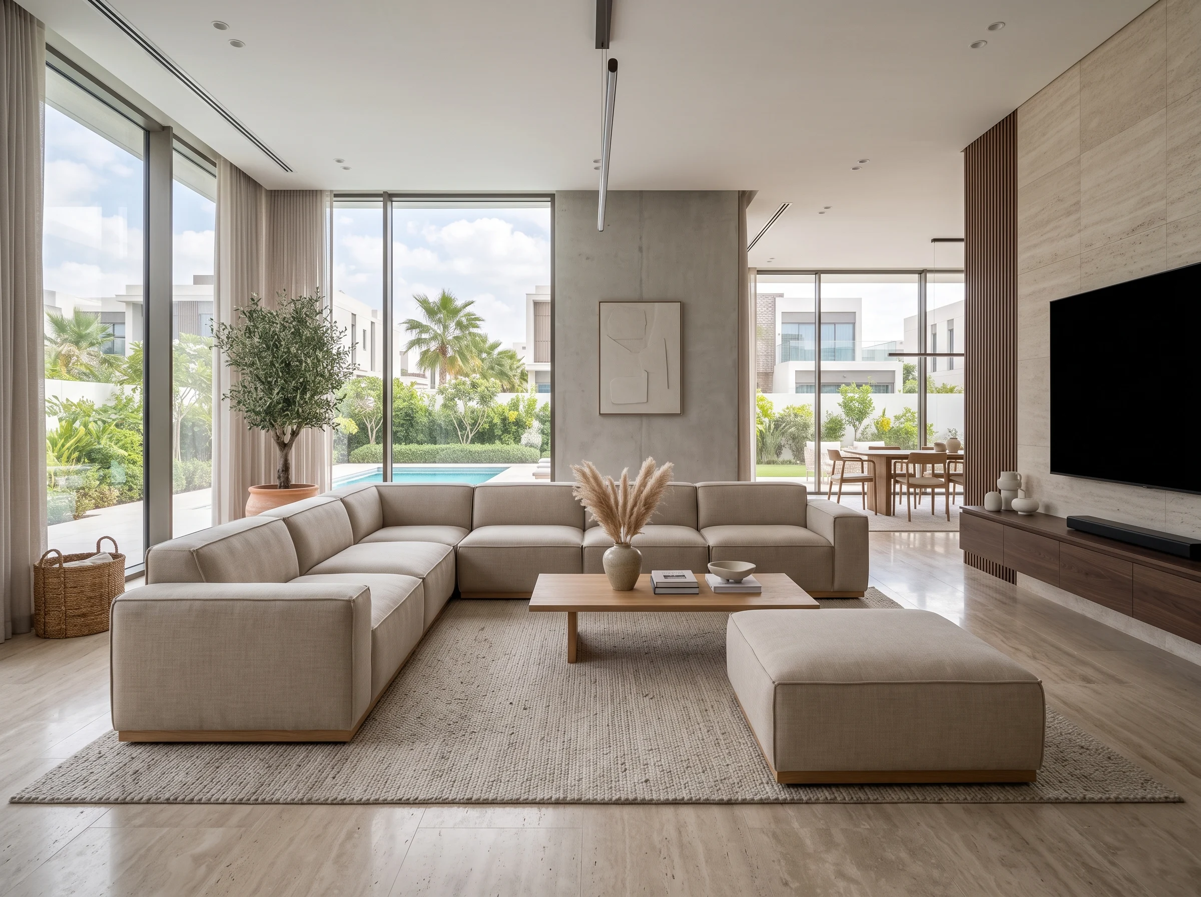 Modular sectional sofa arrangement for a Dubai villa