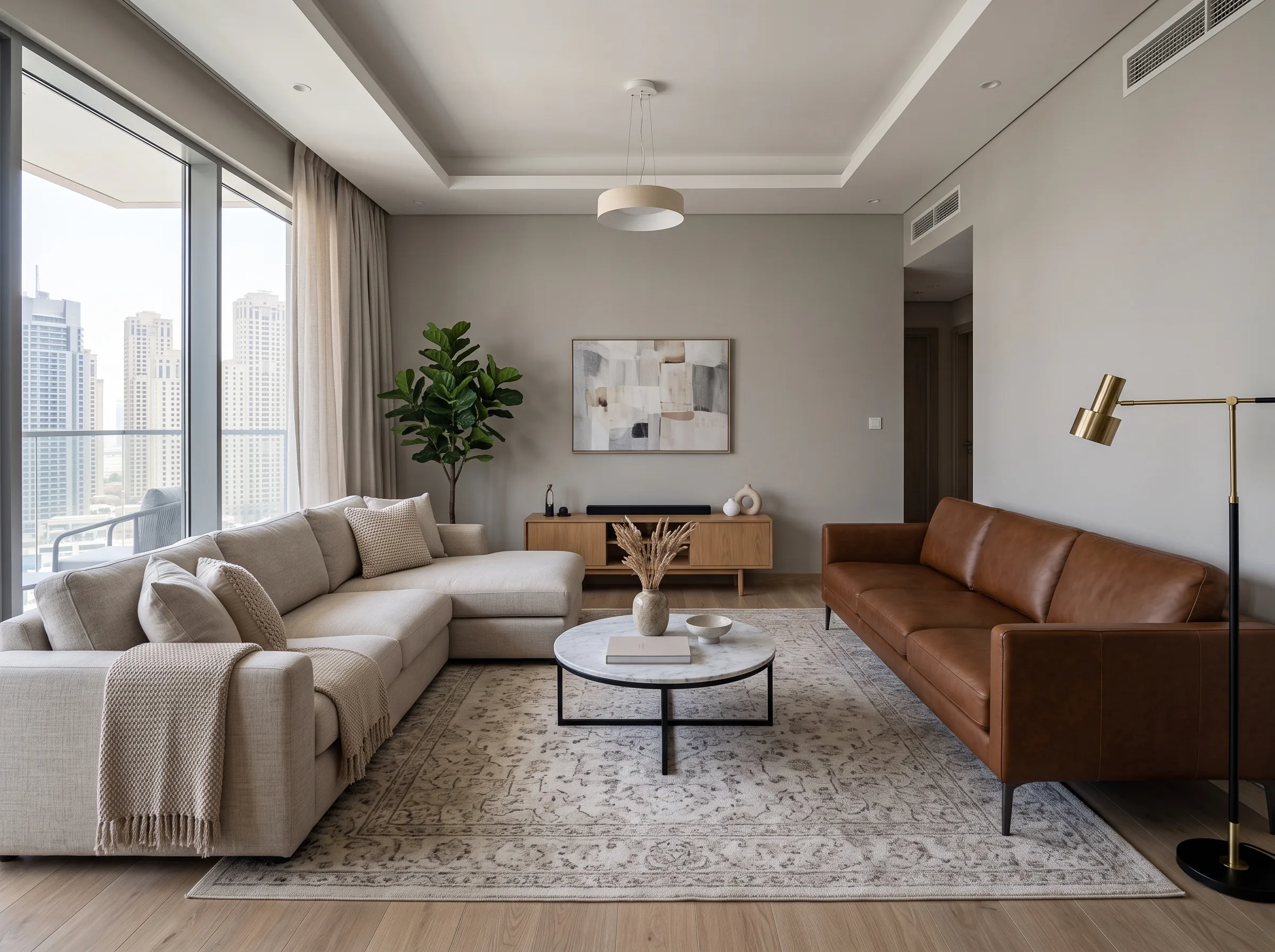 Fabric vs leather sofa materials for Dubai climate