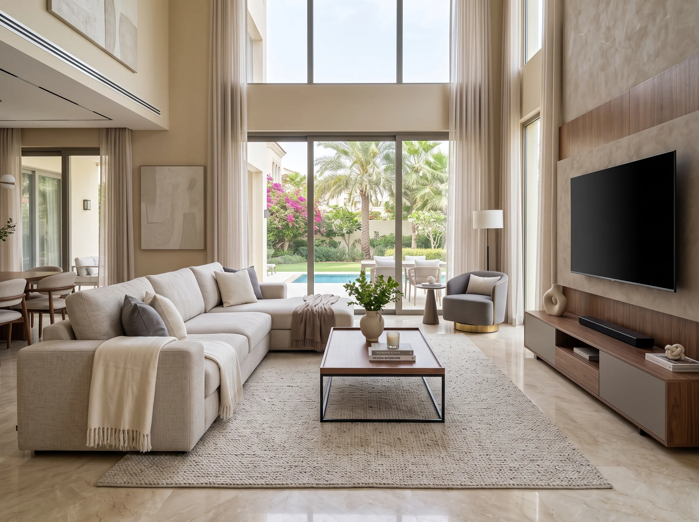 L shape sofa size and layout for a UAE home