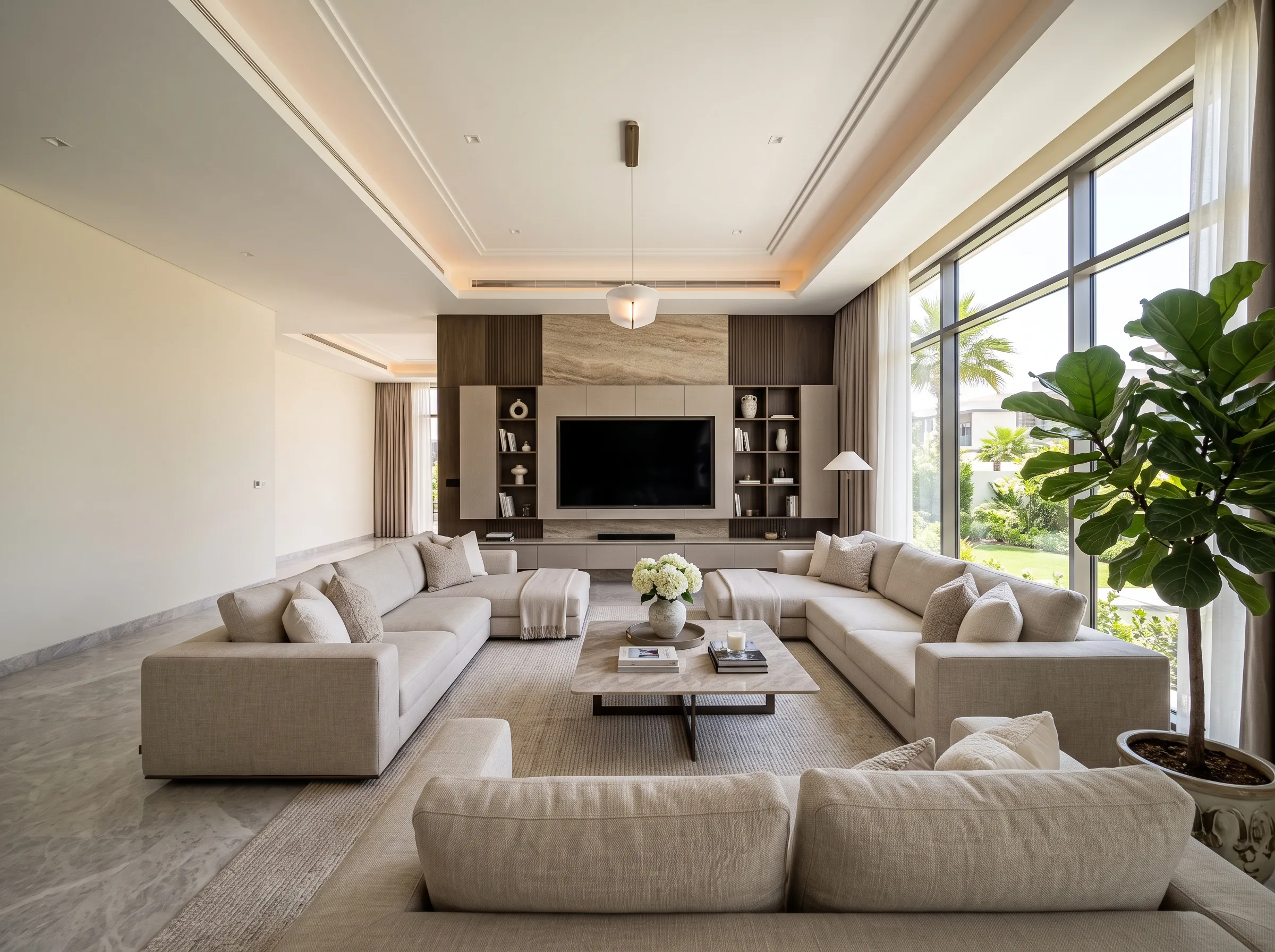 Large L shape sofa for a Dubai villa living room