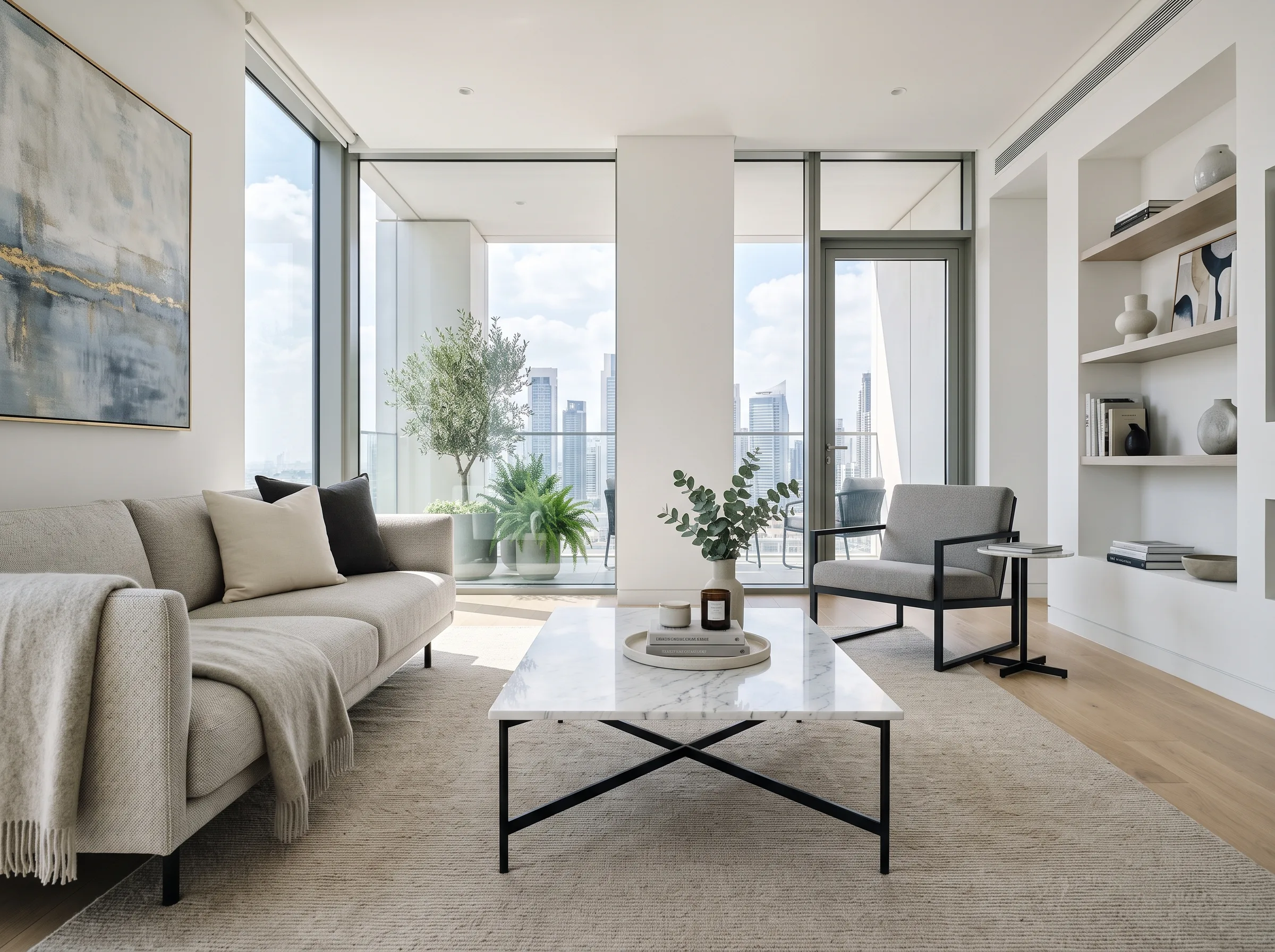 Marble coffee table suitable for humid UAE homes.