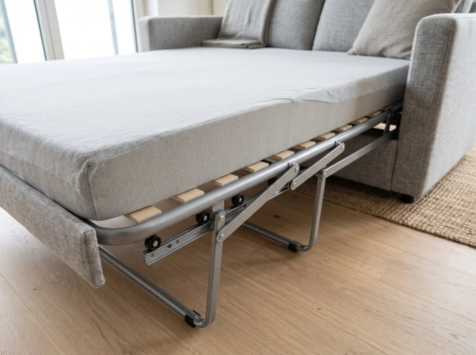 Best sofa bed for studio apartment Dubai showing quality pull-out mechanism